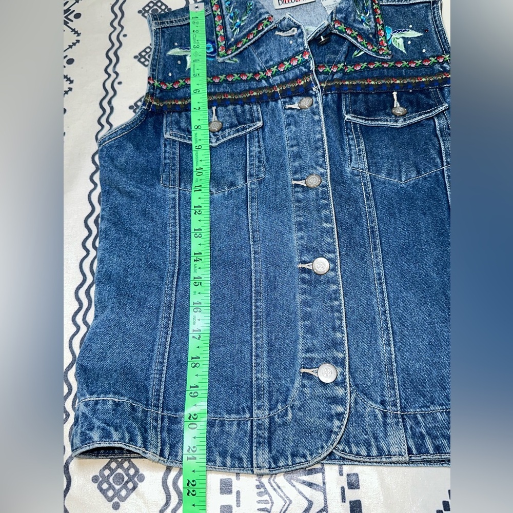 Y2K Bill Blass Blue Denim Vest Embellished Embroidered Woman PS‎ (Petite Small) - Picture 6 of 6